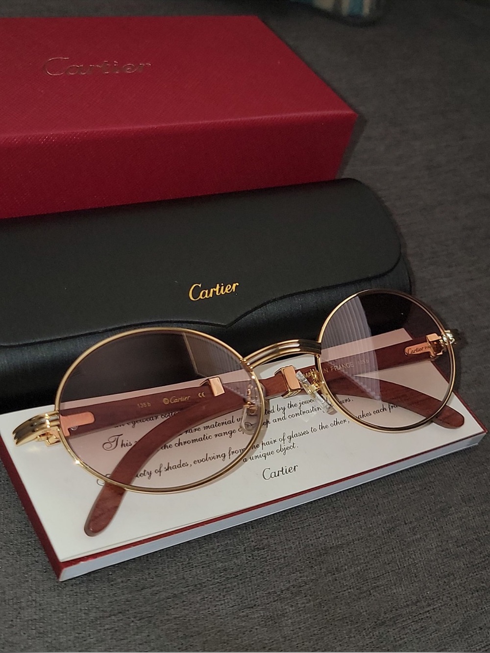 Cartier Gold Frame Sunglasses with Brown Lenses and Brown Temples